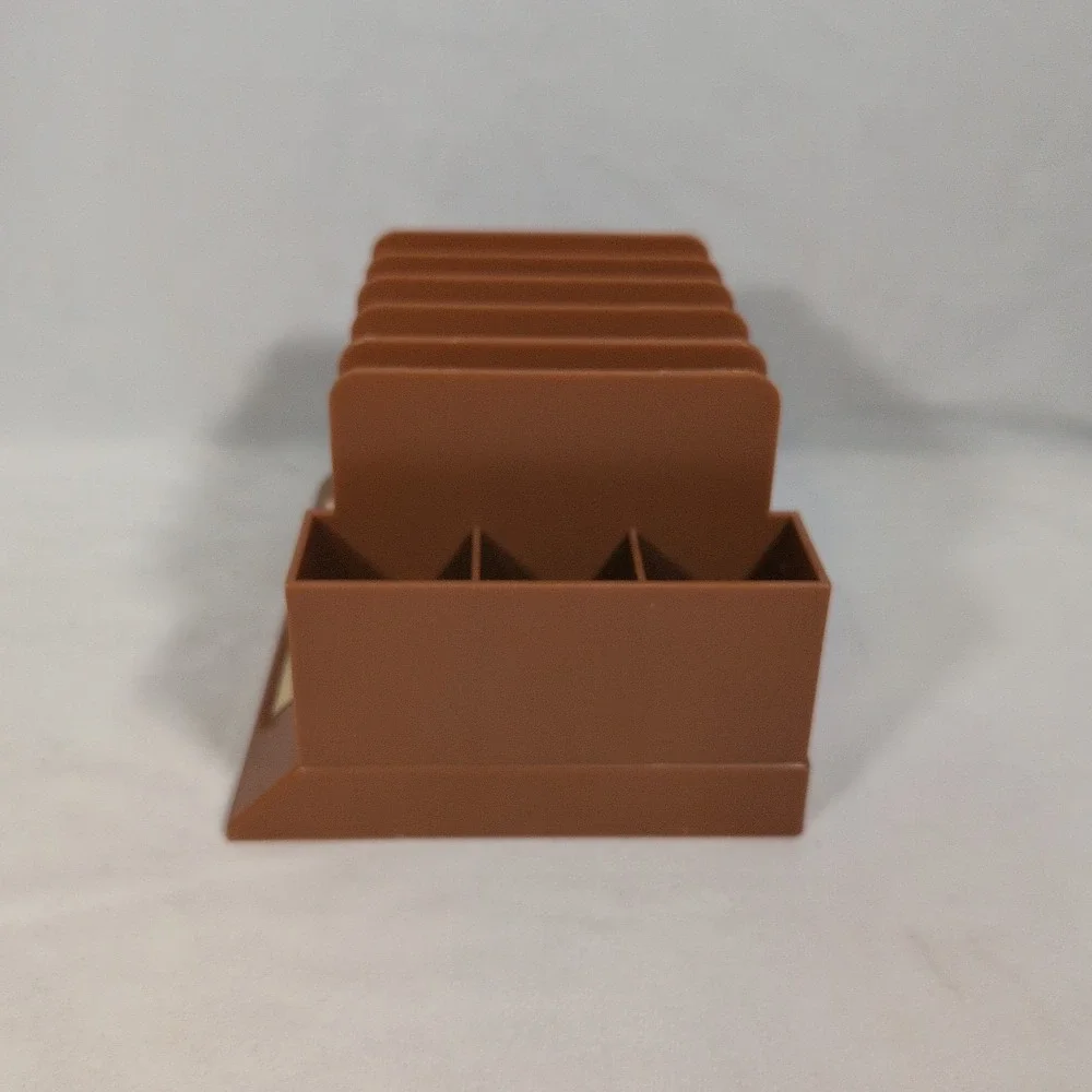Vintage Max Klein Brown Plastic Desk Organizer Letter Sorter Pen Holder MCM